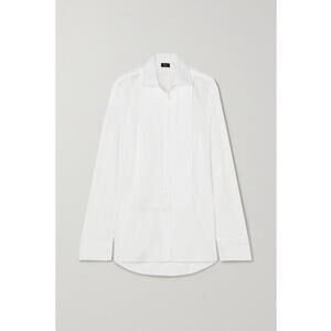 Emma Willis NWT Women's Pleated Front Cotton Dress Shirt in White Size Medium